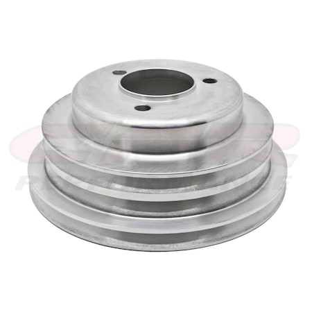 Handson Long Aluminum Crank Pulley; 3 Groove -Polished for 1969-85 Chevy Big Block HA1320738